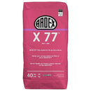 Ardex X 77 gray thinset mortar 40 lb bag, front view