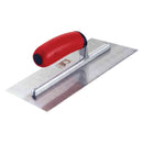 Roberts 10-823 Comfort Grip 1/16" Square Notch Stainless Steel Trowel, in use