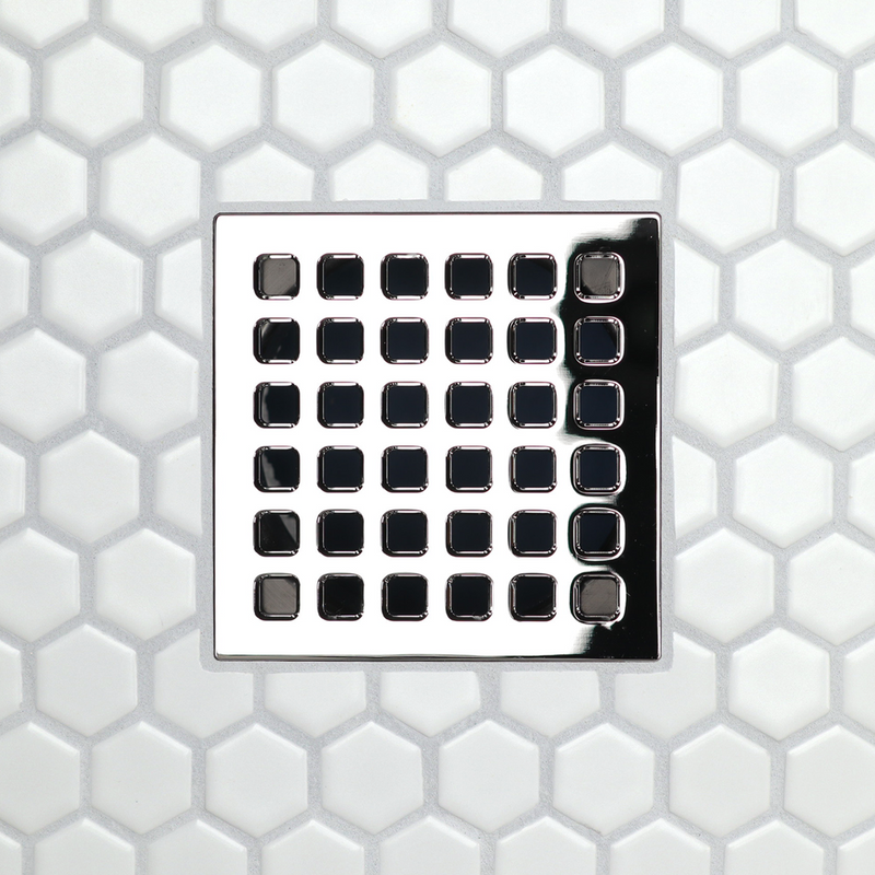 FloFX Matte Black Classic Squared Shower Drain Grate - The Tile Shop